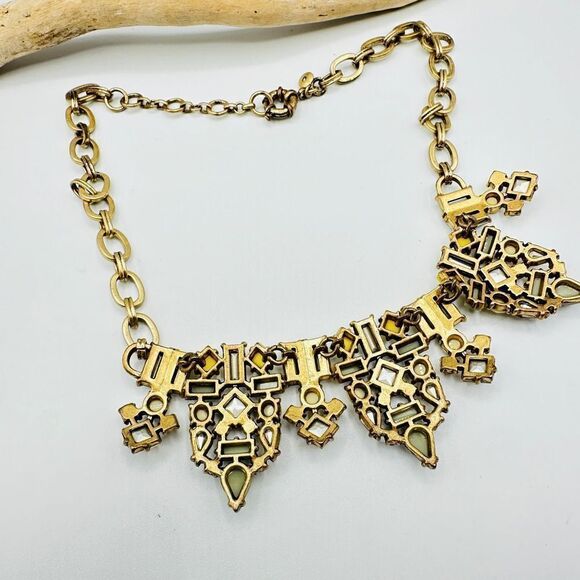 J. Crew Rhinestone Jadeite Brulee Crystal Bib Statement Necklace - Picture 6 of 6
